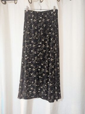 Vintage Stretchy Maxi Floral Skirt 90s Academia Vibes